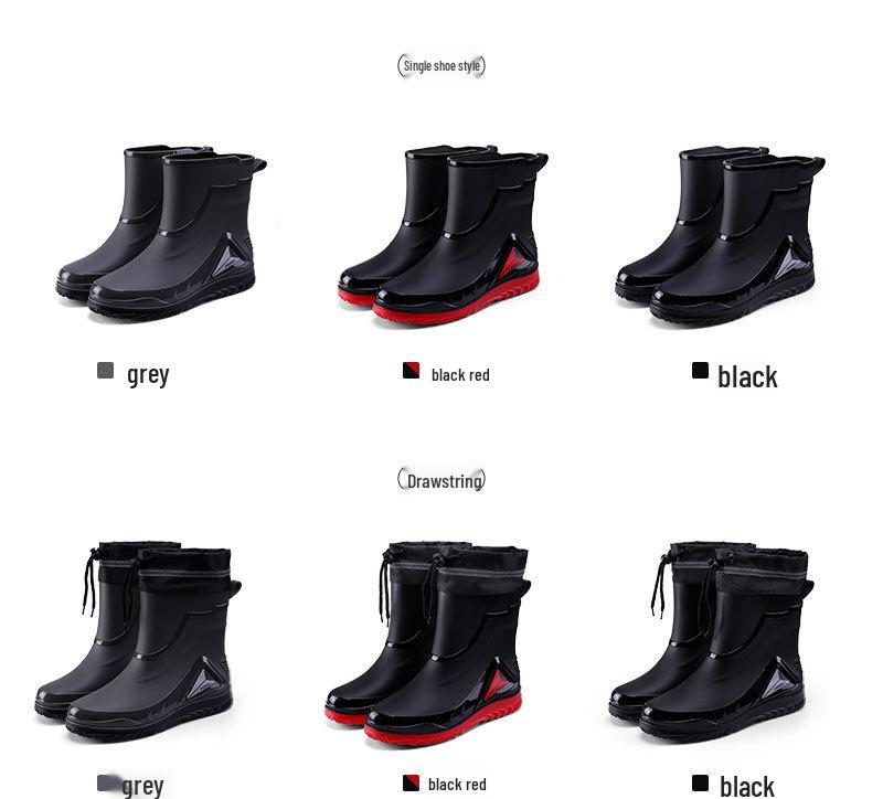 Men's Fleece-Lined Waterproof Rubber Rain Boots - Non-Slip, Warm, Outdoor, and Kitchen Safe