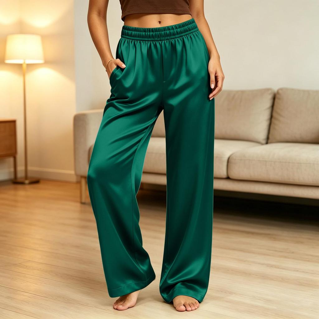 Women's Casual Loose Fit Color Wide Leg Pants for Everyday Wear