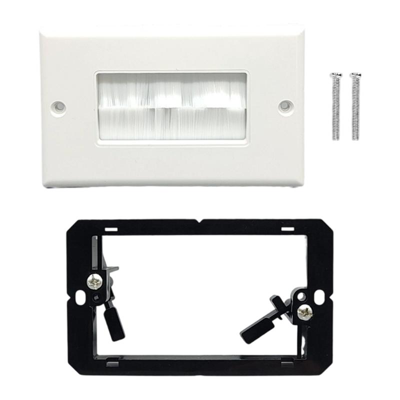 Dust Resistant Black Brush Wall Plate Cable Wall Plate For Wire in Wall Hider Cable Access , Wall Socket