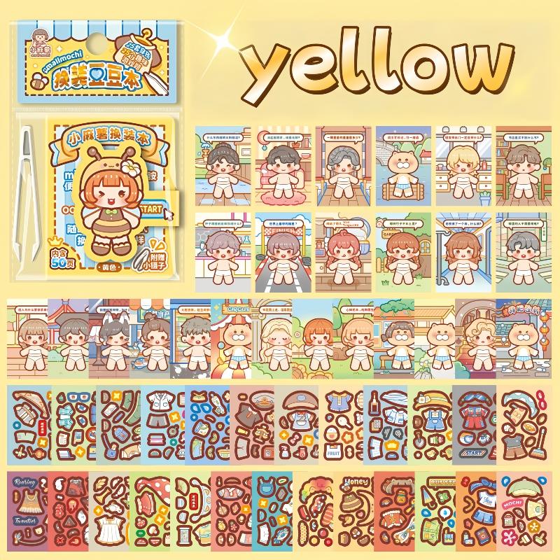 1 Mini Dress-Up Sticker Book Cute No-Cut Stickers For Journals, Creative Scene Dress-Up Sticker Book