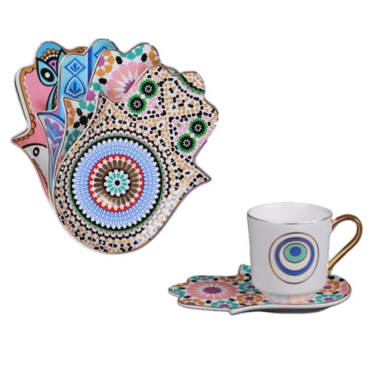 Nordisches Keramik-Set für Türkischen Kaffee & Tee mit Untertassen