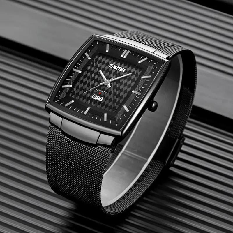 Skmei Luxury Square Quartz Watch Men Business Waterproof Stainless Steel Date Calendar Wristwatches