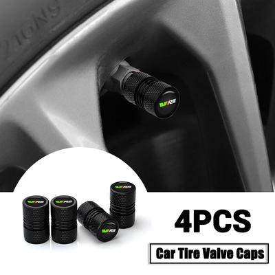 For VRS Octavia 1 2 3 Rapid Kodiaq Karoq Fabia Kamiq Superb Knurling Tire Valve Aluminum Silver Car Tire Valve Stems Cap