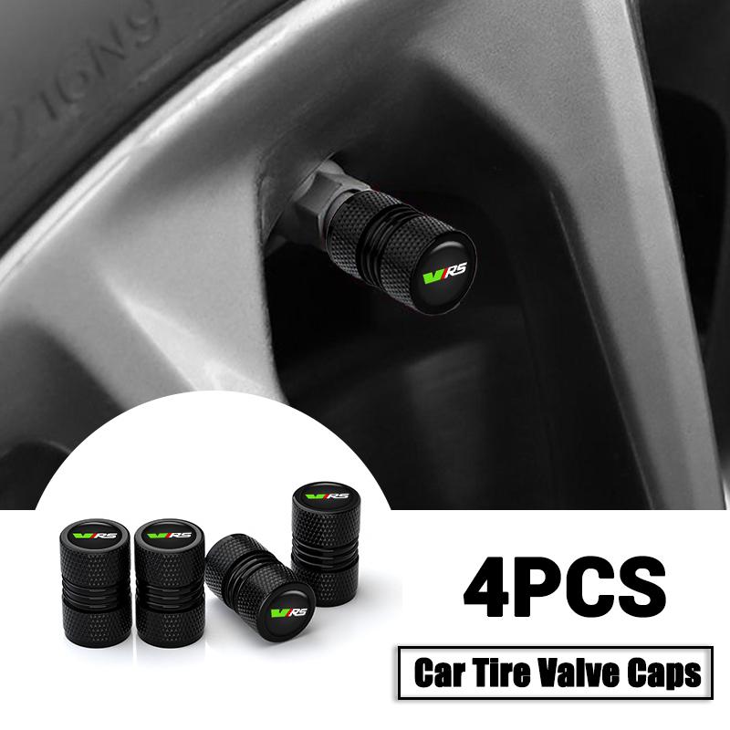 For Skoda VRS Octavia 1 2 3 Rapid Kodiaq Karoq Fabia Kamiq Superb Knurling Tire Valve Aluminum Silver Car Tire Valve Stems Cap