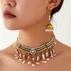 Böhmisches Retro-Halsketten- und Ohrring-Set, Leichter Geometrischer Schmuck für Damen