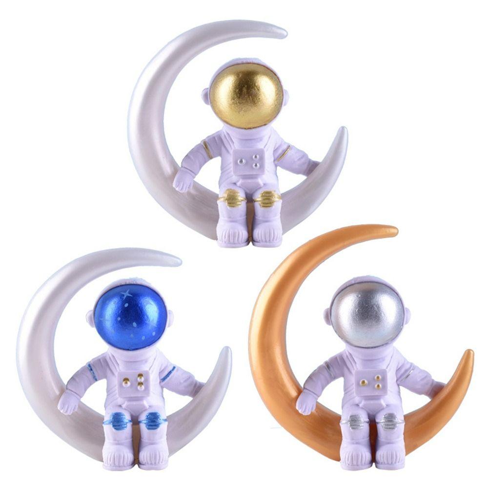 Boy Birthday Supplies Baby Shower Miniature Rocket Cake Toppers Space Shuttle Astronaut Figurine