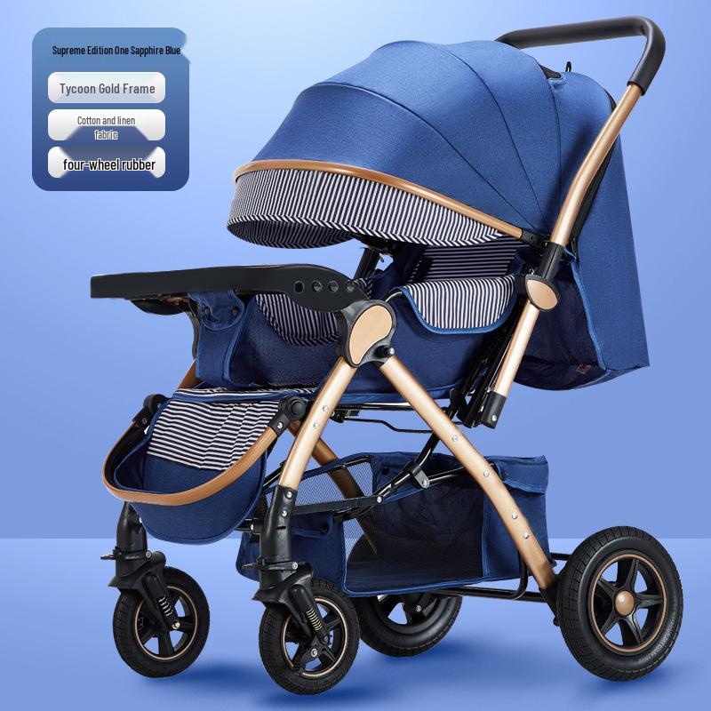 Lekki Składany Wózek Dziecięcy i Niemowlęcy z Regulacją Oparcia i Wysokim Stelażem