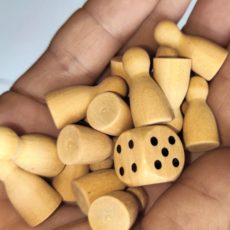 16Pcs Children'S Humanoid Wooden Puzzle Game Wooden Board Game Chess Pieces Humanoid Checkers Pieces Flying Chess