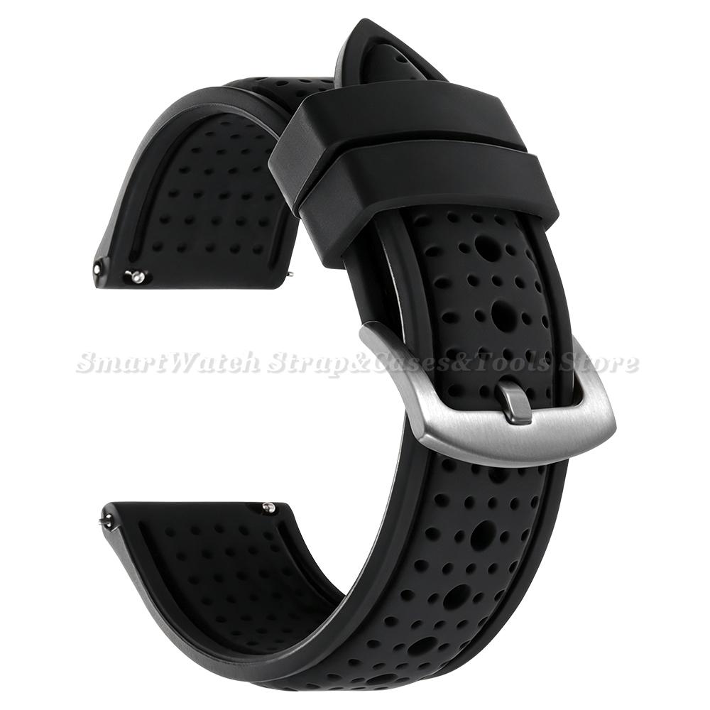 Soft Silicone Rubber Watch Strap 20mm 22mm 24mm Men Women Stitching Sport Waterproof Breathable Wrist Band for Seiko Bracelet