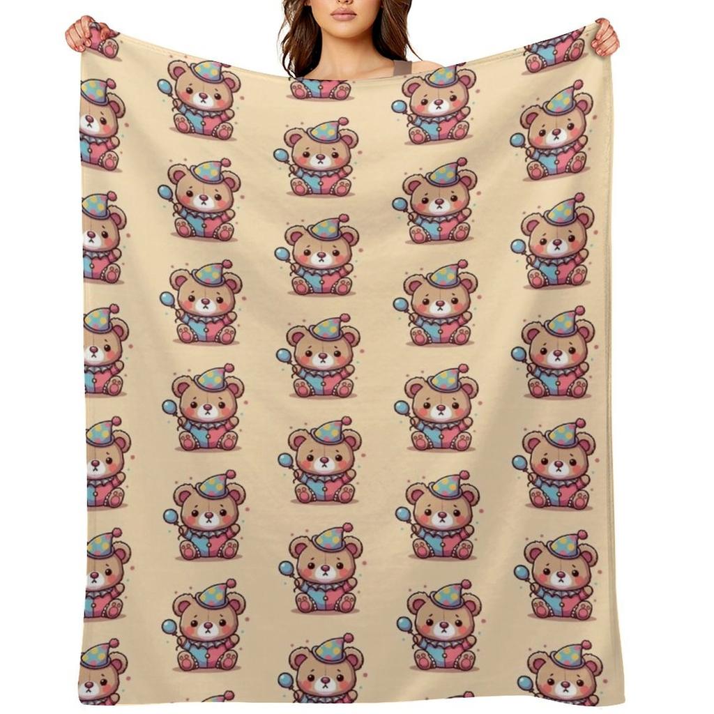 clown bear Throw Blanket Nap For Sofa Thin Thermal Bed linens Blankets
