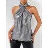 Hot Style Sexy Simple Sequined Halter Neck Strap Hot Girl Inner Wear Tops and Vests for Women