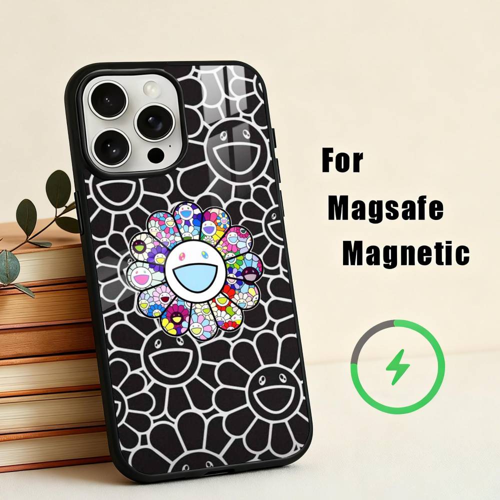 Takashi M-Murakamis F-Flowers  Phone Case For iPhone17,16,15,14,13,12,11 Plus,For Magnetic Wireless Charge Cover iPhone16PROMAX