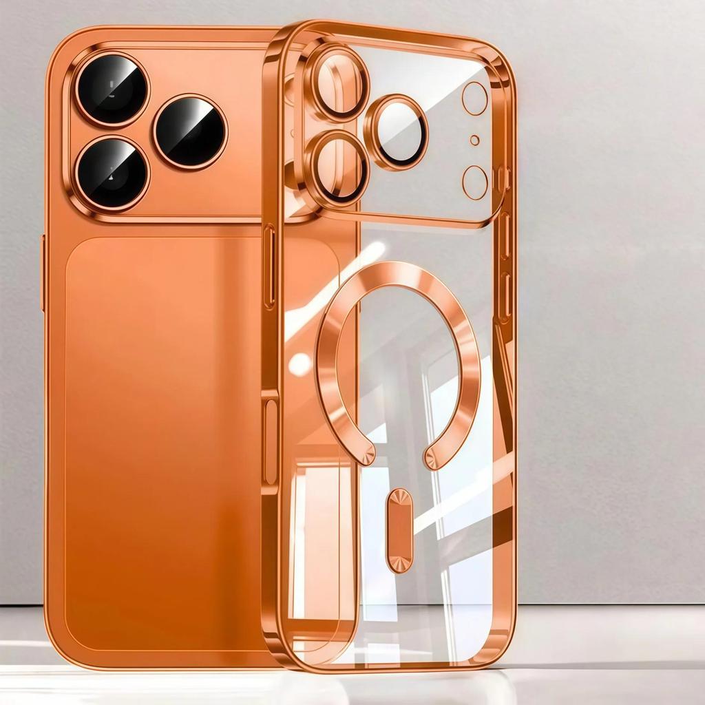 Funda con absorción magnética para iPhone 16 Pro Max de Apple: Cubierta de silicona transparente galvanizada para 11, 12, 14 y 15