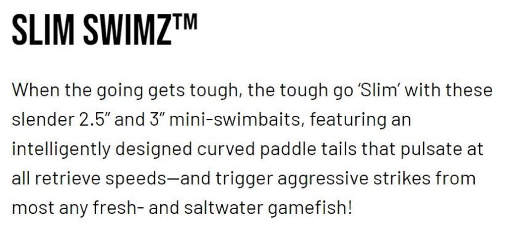Zman Soft Lure Slim SwimZ 3 Inch 6/Pack Electric Chicken (1628)