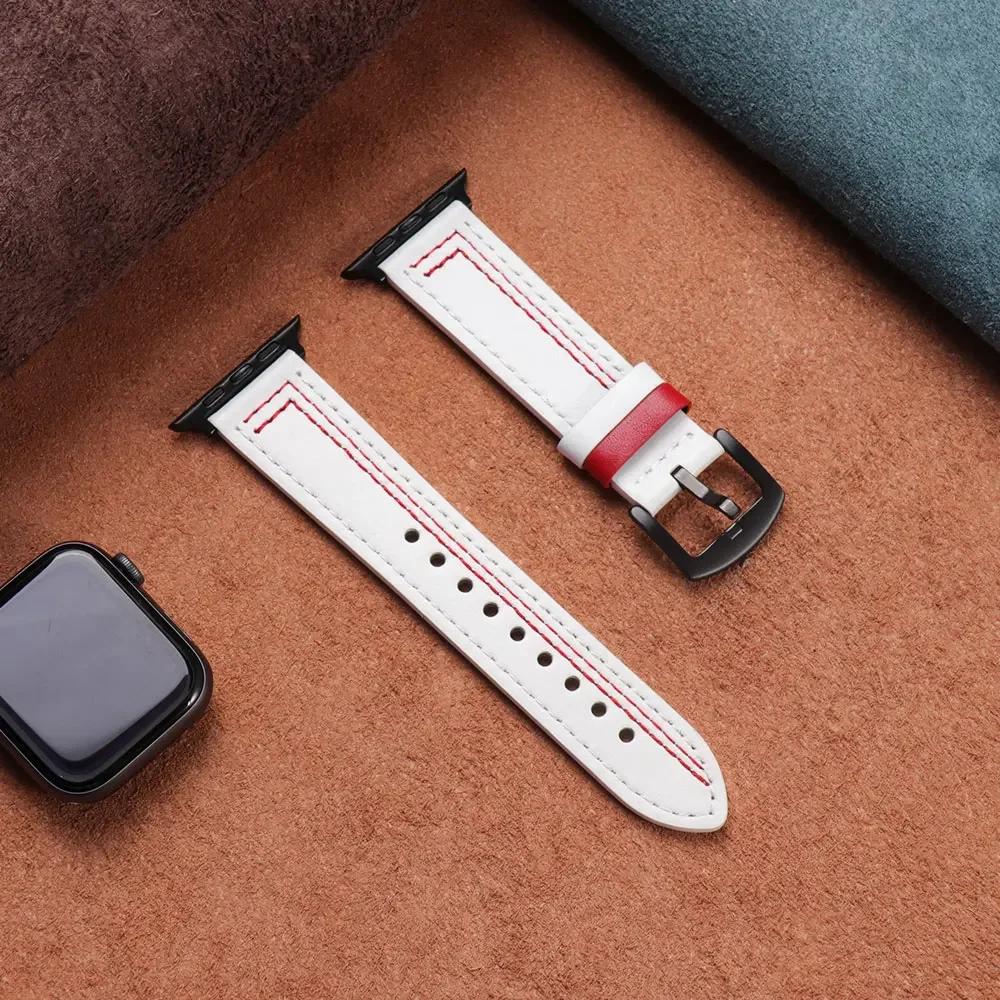 Genuine Leather loop strap For Apple watch Ultra 2 band 44mm 45mm 49mm 40mm 38/42mm 41mm bracelet iWatch series 9 8 7 3 4 5 6 se