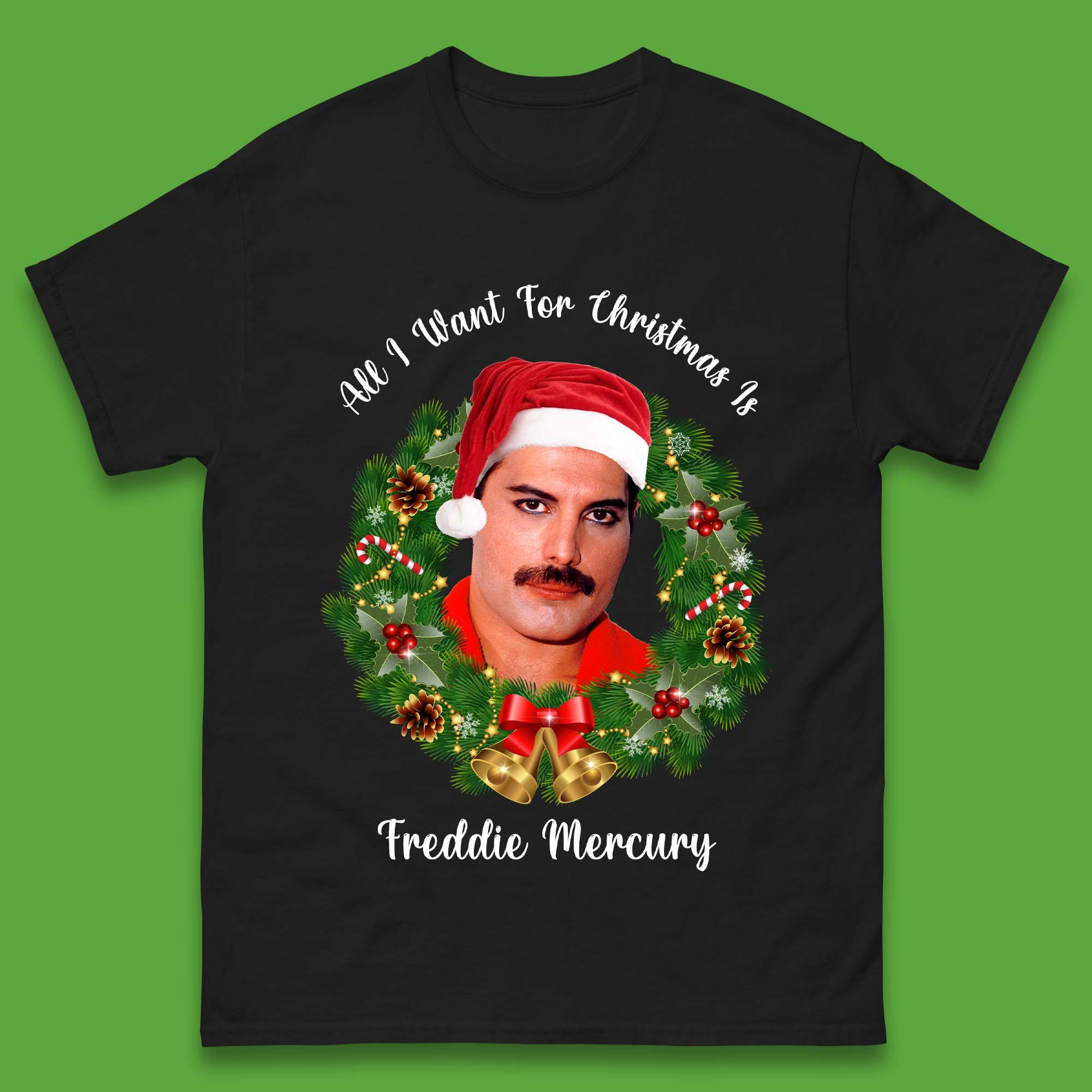 

Freddie Mercury Christmas Mens T-Shirt Womens Tops Tees XL