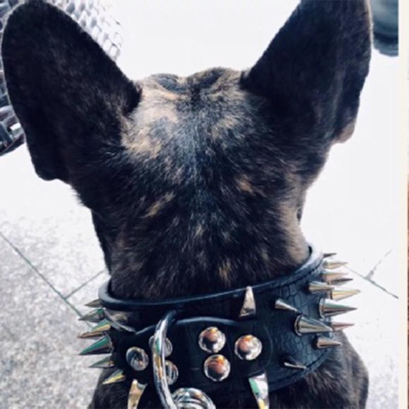 Spiked Dog Collar Stylish Adjustable PU Leather Spiked Studded Rivet Dog Collar for Medium Large