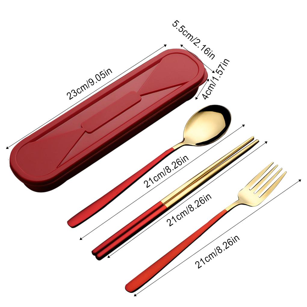 Kitchen Utensils 304 Stainless Steel Portable Sets Reusable Tableware with Box Students Use Ple Design Breakfast Dinner