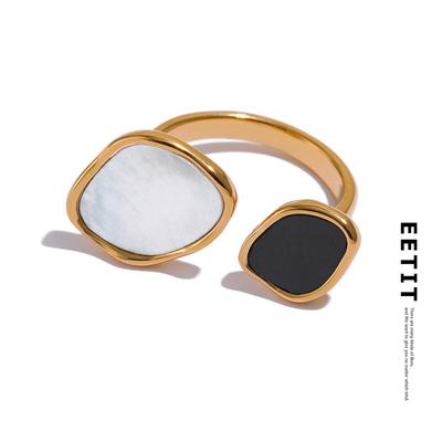 Edelstahl-Muschel-Acryl-Ring-Schmuck für Frauen