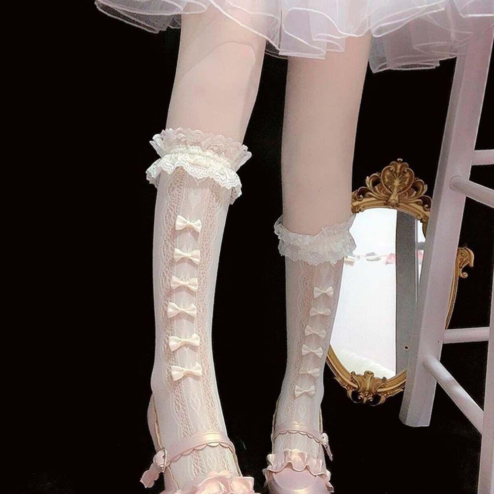 Sexy Elastic Hollow Japanese Princess Mid Tube Socks Ladies Hosiery Lolita Mesh Stockings