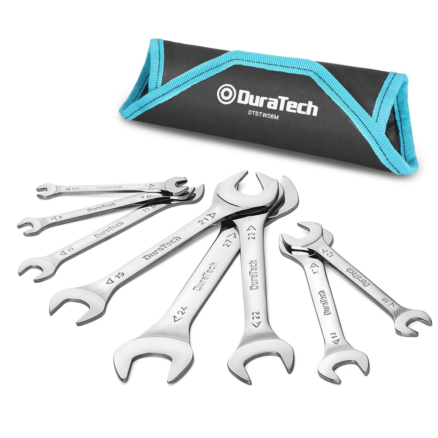 

DURATECH Wrench Short Mini Wrench Fits Mirror Includes Storage Pouch Ultra-Thin Set, 8-Piece Double-Ended Set, 3mm, 5.5-27mm Thickness, Finish, серый