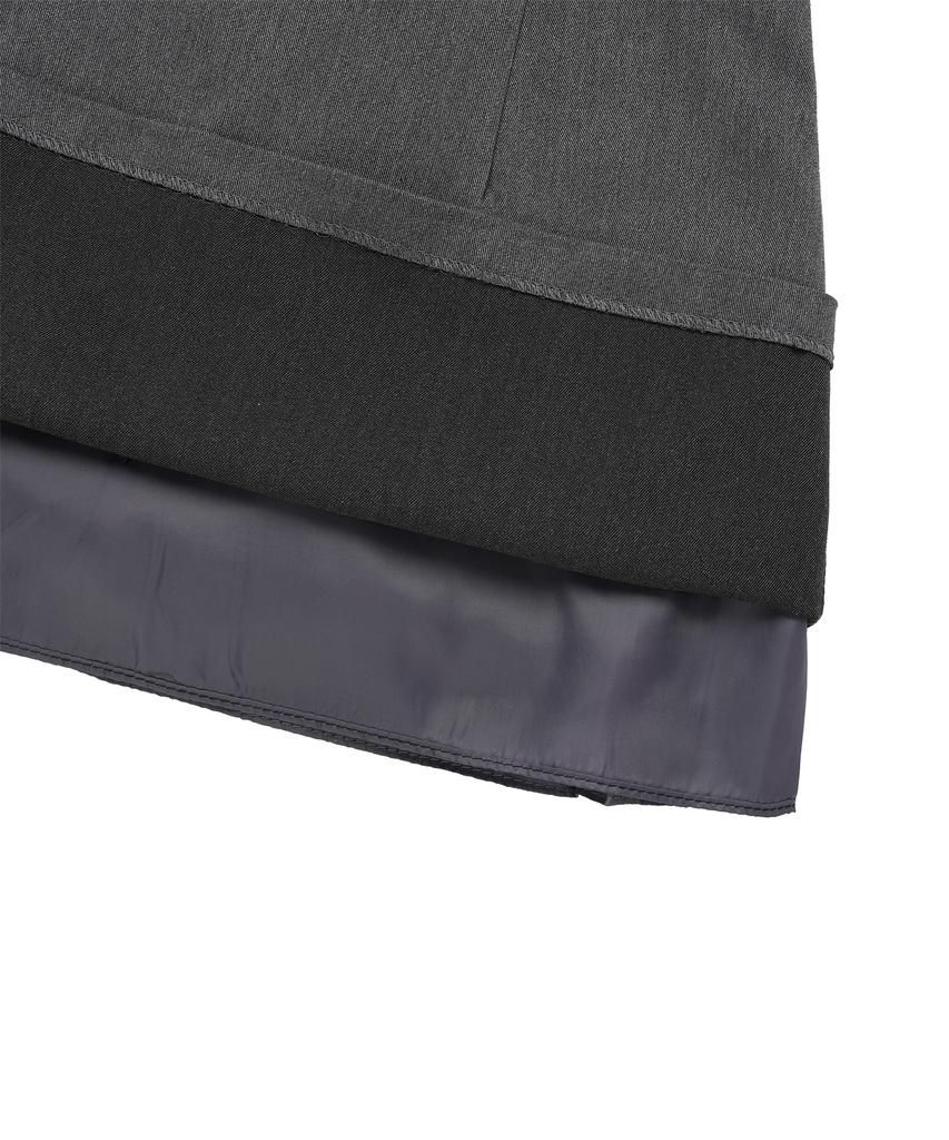 Canvas Pintuck Mini Skirt_Charcoal