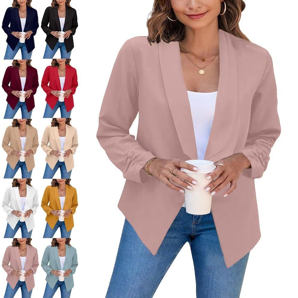Buy Solid Color Office Ladies Suit Jacket Women Casual Blazers Suit