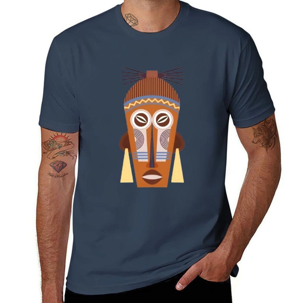 AFRIKANISCHE MASKE UND GESICHT AFRIKANISCHE KUNST 3 T-Shirt Minimalistisch Lässig Kurzarm Top