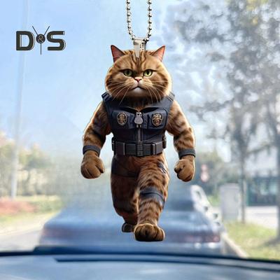 Car Rearview Mirror Ornament Lovely Cat Pendant Christmas Tree Hanging Decoration Acrylic Christmas Tree Decor Car Interior Accessories