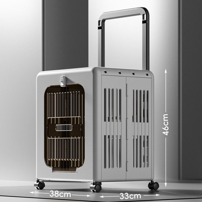 

Outdoor Cat Carrier with Wheel Telescopic Handle Breathable Durable Cat Small Dog Travel Carrier Box Transparent Large Pet Bag серый