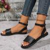 Plus Size 36-43 New High Quality  Leather Sandals Women Shoes Ladies Solid Color Flat Summer Beach Shoes