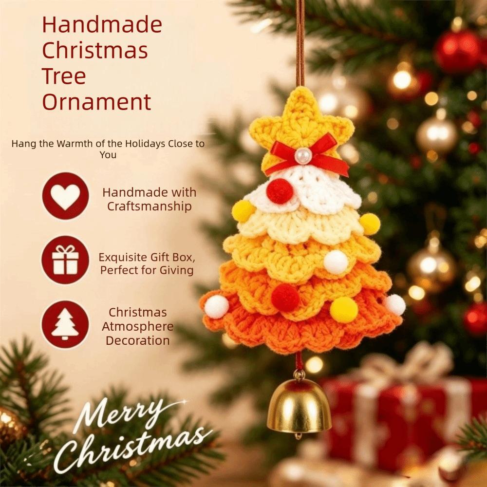 Wool Yarn Crochet Christmas Tree Plush Christmas Hanging Ornament Festive Decoration