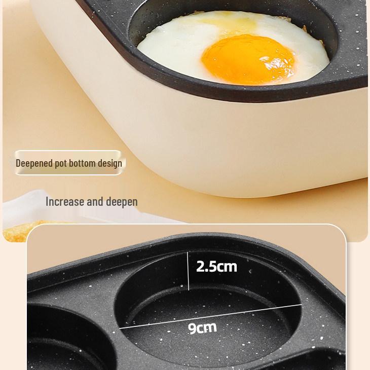 Adjustable Temp Non-Stick Egg & Burger Frying Pan: Four-Hole Multi-Functional Breakfast Machine