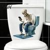 Festive Bathroom Interior Decor Funny Skeleton Toilet Cover Sticker, Self-Adhesive Waterproof Sitting on Halloween Theme Supplies Seat Lid Decal,