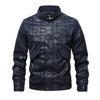 Men's leather jacket, biker-style stand-collar casual top, short windproof and cold-resistant men's leather jacket, youth jacket