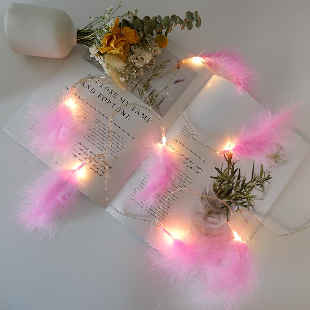 Christmas Tree Garlands 2M 10 Led Feather String Lights Wedding Party Decoration Christmas Decorations For Home Decor