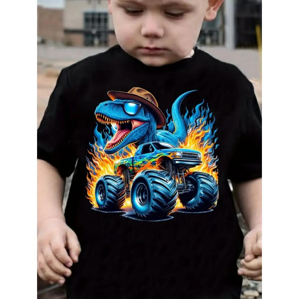 Children's T-shirt dinosaur pattern boys' clothing casual O-neck boys' T-shirt street fashion top children's clothing