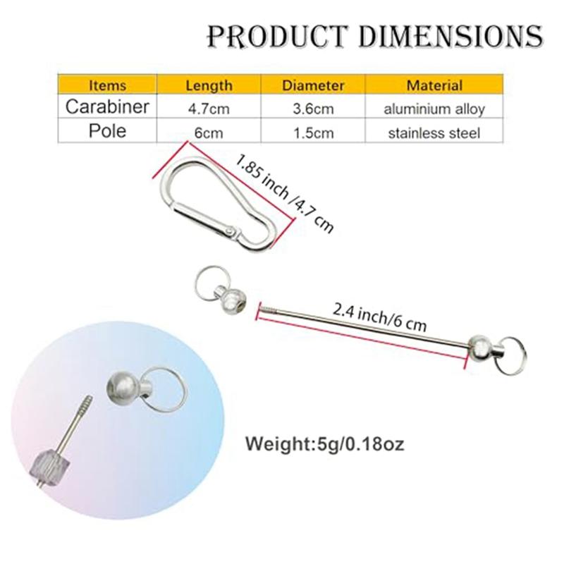 Good-10 Pcs Beadable Keychian Bars Small Carabiner Clips DIY Beaded Key Chains Charm Craft (No Beaded Included)