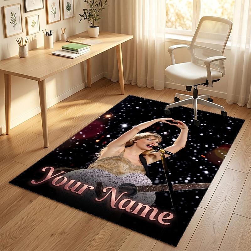 Personalized Crystal Velvet Carpet,Taylor Swift Custom Printed Name, Plush Area Rug For Home Indoor Decor