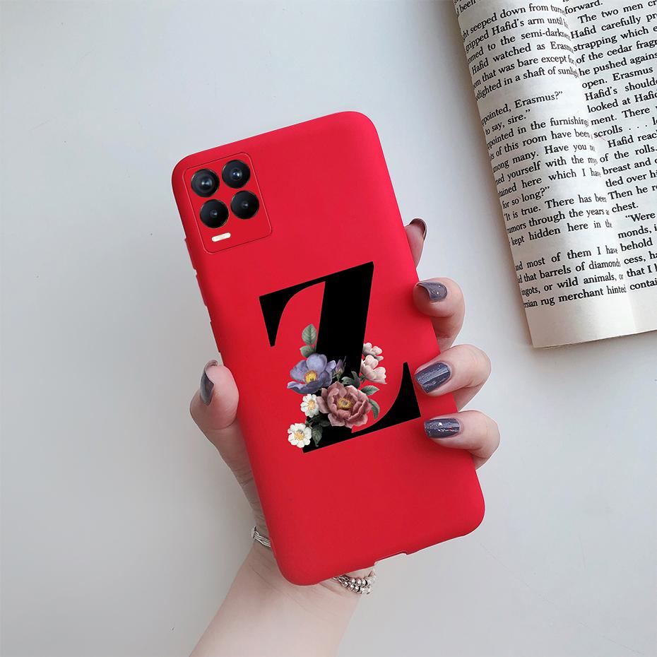 For Realme 8 Pro Case Silicon Soft Letter Monogram Flowers Phone back cover For Oppo Realme8 4G RMX3085 Realme 8 Pro Bumper Case