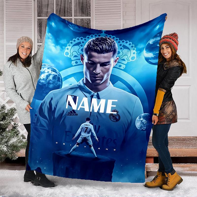 Customizable Football Throw Blanket – Personalized Name, All-Season Cozy Snug Blanket, Machine Washable, Personalized Blanket
