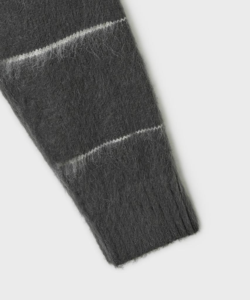 Belier Brushed Tom Cardigan - Grey Stripe