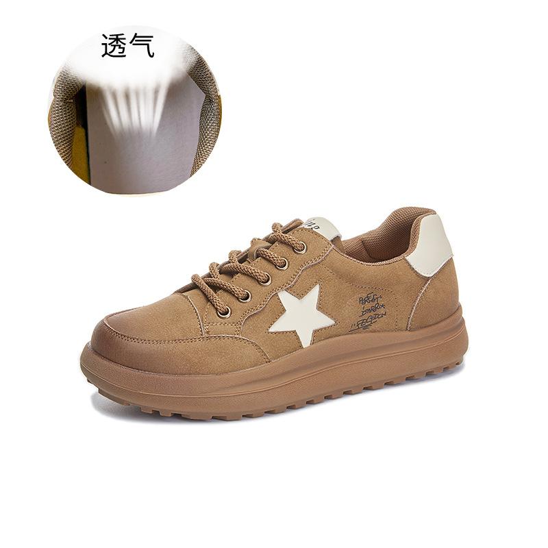 

Кожаные маленькие белые туфли женские 2025 весна новые туфли на платформе star board женские ретро универсальные женские туфли увеличивающие повседневную обувь 35 хаки