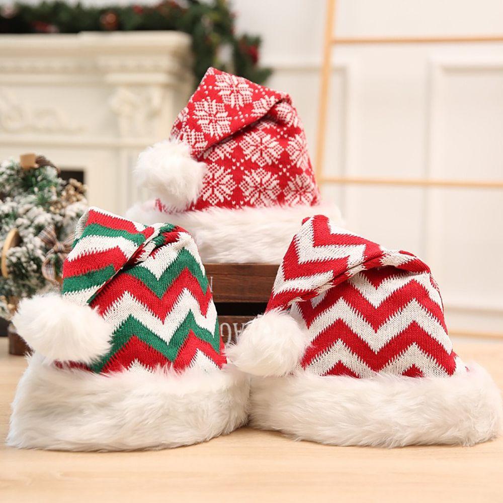 Supplies Adult Stripe Snowflake Plaid Plush Warm Cap Children Hat Christmas Hat Santa Claus Hat