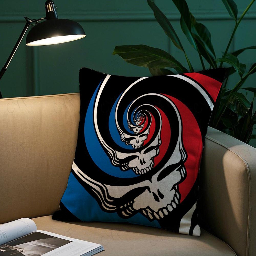 G-Grateful D-Dead Anmie Band Pillow Case Anti-Dustmite Pillowcase Invisible Zipper Silky Short Plush Sofa Cushion Cover