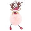 Christmas Deer Keychain Cute Reindeer Pom Pom Keyring Faux Fur Fluffy Plush Ball Charm for Handbag Backpack Purse Accessory