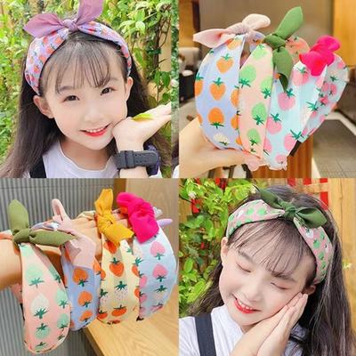 Neues Haarreif mit Fruchtmuster für Damen Erdbeer-Knoten Schleifen-Haarreif Koreanischer Süßer Stoff-Reif Haarband Mädchen Haaraccessoires