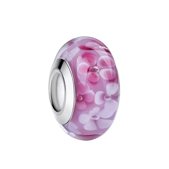 Classic Silve Colored Luminous Cosmic Rainbow Murano Glass Charms Beads Fit Diy Bracelet Women Jewelry Gift