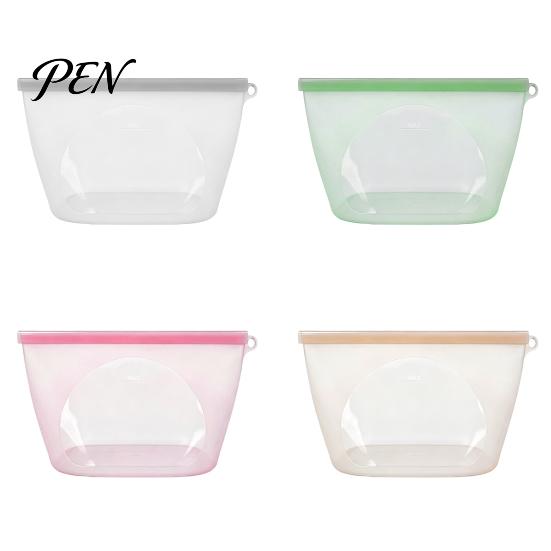 Reusable Dry Goods Storage Pouches Silicone Food Bag, Double Sealing Keeping Leak-proof Portable Hanging Bags Food-Grade Container, Heat Resistant