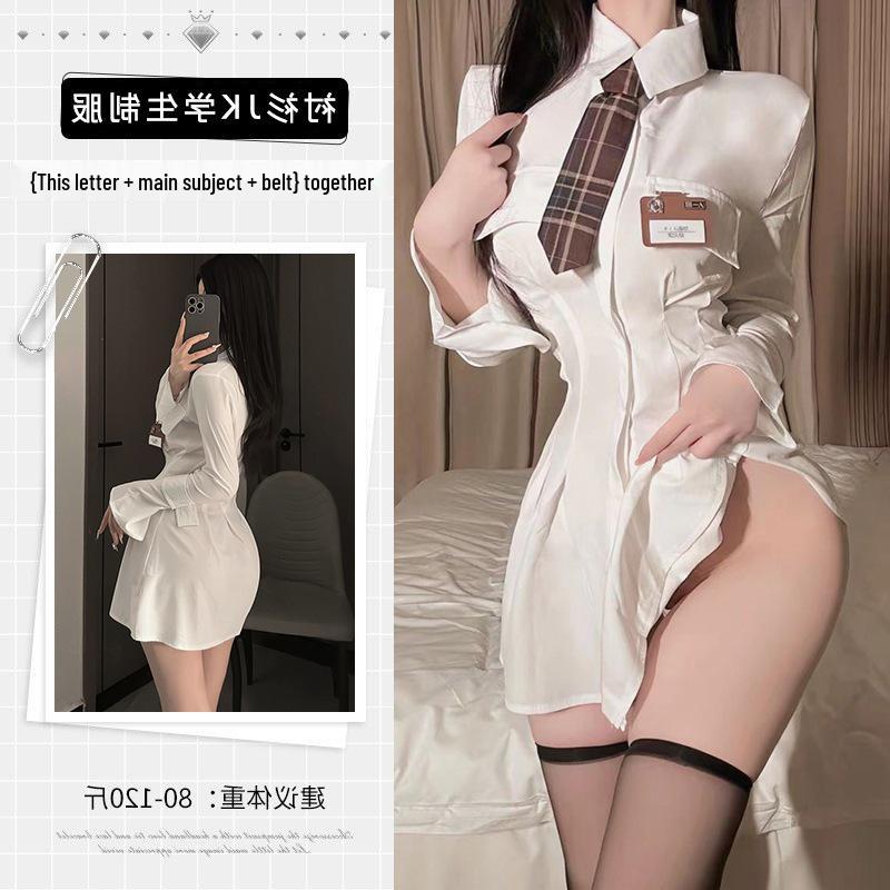 

Форма JK в стиле Академии по похудению: Чистое и сексуальное облегающее платье-рубашка с длинным рукавом для женщин One Size (Weight: 80-120 jin)